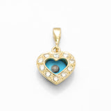 Pendentif - Or 10K jaune mauvais oeil en forme de coeur pavé cz - PEG252