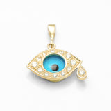 Pendant - 10K Gold evil eye with cz pavement teardrop - PEG253