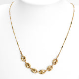 Women's necklace - 10K yellow gold swollen and mixed marine links singapore 20" - CHG261