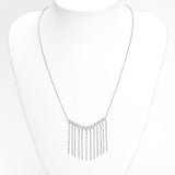 Woman's necklace - 10K white gold fringed style with bar made of 17" cz stones - CHG265