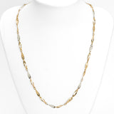 Collier - Or 10K deux tons jaune & blanc mixte motif clé grecque coupe diamant & tournoyés - CHG266