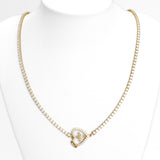 Collier - Or 10K jaune tennis avec pendentif coeur & ange pavé cz - CHG269