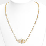 Collier - Or 10K jaune tennis avec pendentif main de Fatima pavé cz - CHG276