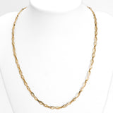 Woman's necklace - 10K yellow gold infinity links greek key cut diamond & cz pave 18" - CHG279