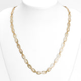 Woman's necklace - 10K yellow gold infinity links greek key cut diamond & cz pave 18" - CHG282