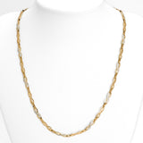 Woman's necklace - 10K yellow gold infinity links greek key cut diamond & cz pave 18" - CHG283