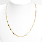 Women's necklace - 10K gold tricolor yellow, white & pink mixed links curb & diamond cut 16" - CHG289