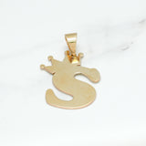 Pendant - 10K Yellow Gold "S" with polished crown - PEG095