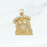 Pendant - 10K Yellow Gold Jesus Head with Cz Pavement - PEG096