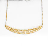 Woman's necklace - 10K yellow gold with cz pavé greek key & 18" cable links - CHG255