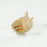 Pendant - 10K Yellow Gold Silver Roll Pave Cz - PEG100