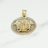 Pendant - 10K yellow gold medallion jellyfish head with cz pavement - PEG101