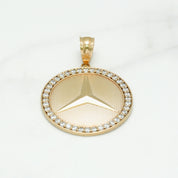 Pendentif - Or 10K jaune médaillon Benz pavé cz - PEG107