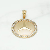 Pendentif - Or 10K jaune médaillon Benz pavé cz - PEG107
