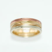 Unisex ring - Yellow, white & pink tricolor 10K gold - RIG255
