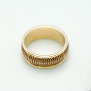 Unisex ring - 10K two-tone yellow & pink gold with striped design - RIG257