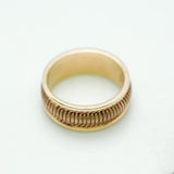 Bague - Or 10K deux tons jaune & rose jonc motif rayé - RIG257