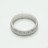 Bague - Or 10K blanc jonc motif clé grecque - RIG259