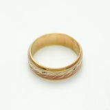 Ladies ring - 10K gold tricolor yellow, white & pink diamond cut band - RIG269
