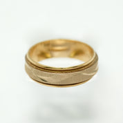 Lady's ring - 10K two-tone yellow & white gold diamond cut band - RIG270