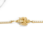 Lady's Bracelet - 10K Yellow Gold Tennis with 8" Cz Pave Angel - BRG256