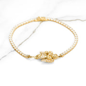 Lady's Bracelet - 10K Yellow Gold Tennis with 8" Cz Pave Angel - BRG256