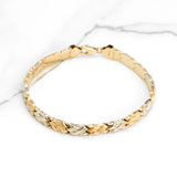 Bracelet - Or 10K deux tons jaune & blanc style tissé 7" - BRG261