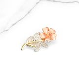 Accessory - 10K gold tricolor yellow, white & pink flower brooch diamond cut - ACG001