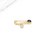Épingle à couche pour bébé - Or 10K jaune mauvais oeil pavé cz avec pierre cz - BBG001