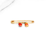 Baby diaper pin - 10K yellow gold heart & house charms - BBG003