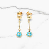 Studs - Or 10K jaune pendante avec coccinelle bleue - BOG232
