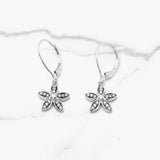 Huggies - Or 10K blanc fleur noire pavé cz style loquet - BOG234