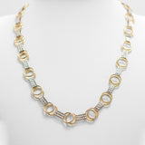 Women's chain - 10K two-tone yellow & white gold hoops & 17" diamond-cut links - CHG064