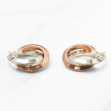 Hoops - Or 10K deux tons blanc & rose bandes croisées poli - BOG264