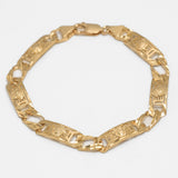 Men's Bracelet - 10K Yellow Gold Jellyfish Head Links & 9" Diamond Cut - BRG179