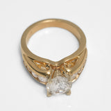 Bague - Or 10K jaune pierre coupe brillant avec monture sertie canal cz - RIG273