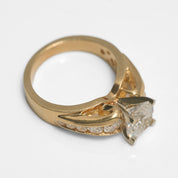 Bague - Or 10K jaune pierre coupe brillant avec monture sertie canal cz - RIG273