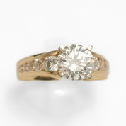 Bague - Or 10K jaune pierre coupe brillant avec monture sertie canal cz - RIG273