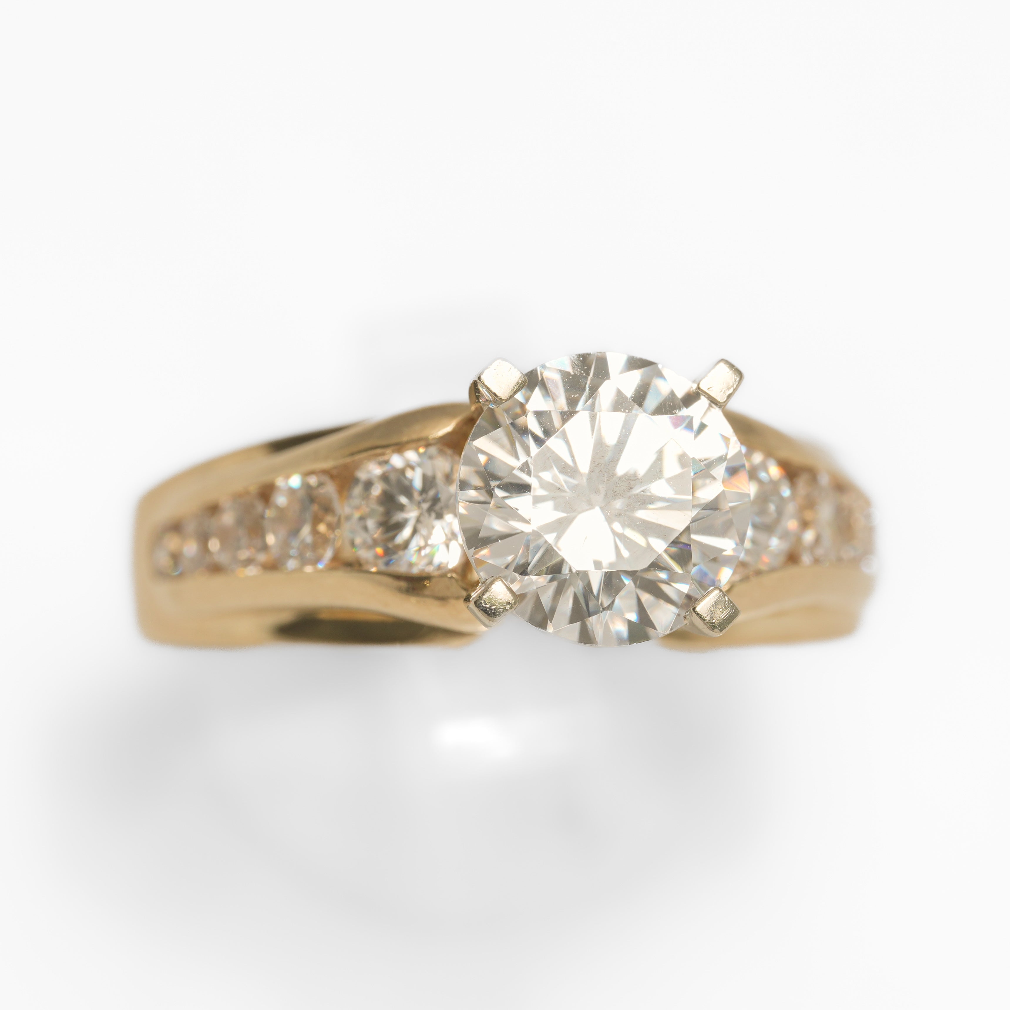 Bague - Or 10K jaune pierre coupe brillant avec monture sertie canal cz - RIG273