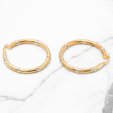 Hoops - Or 10K deux tons jaune & blanc poli avec bandes - BOG272