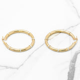 Hoops - Or 10K deux tons jaune & blanc poli avec bandes coupe diamant - BOG273