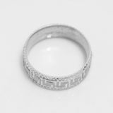 Bague - Or 10K blanc jonc clé grecque coupe diamant - RIG282
