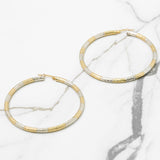 Hoops - Or 10K deux tons jaune & blanc en alternance coupe diamant - BOG289