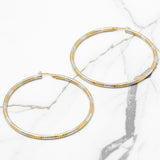 Hoops - Or 10K deux tons jaune & blanc en alternance coupe diamant - BOG291