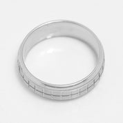 Bague - Or 10K blanc jonc motif carré finition brossé - RIG288