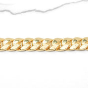 Men's Bracelet - 10K Yellow Gold Cuban Links & Box Lock Cz Pave 8" - BRG273