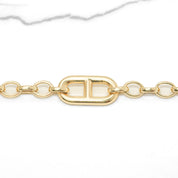 Woman's Bracelet - 10K Yellow Gold Mixed Links Cable & Anchor Modern 8" - BRG284