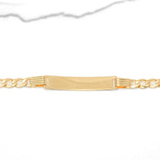 Bracelet - Or 10K jaune barre gravable avec figaro 7.5" - BRG287