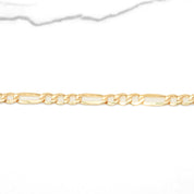 Bracelet - Or 10K jaune barre gravable avec figaro 7.5" - BRG287