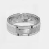 Bague - Or 10K blanc jonc bandes poli - RIG296